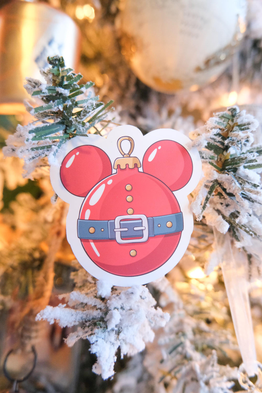 Santa Mickey Ornament Sticker