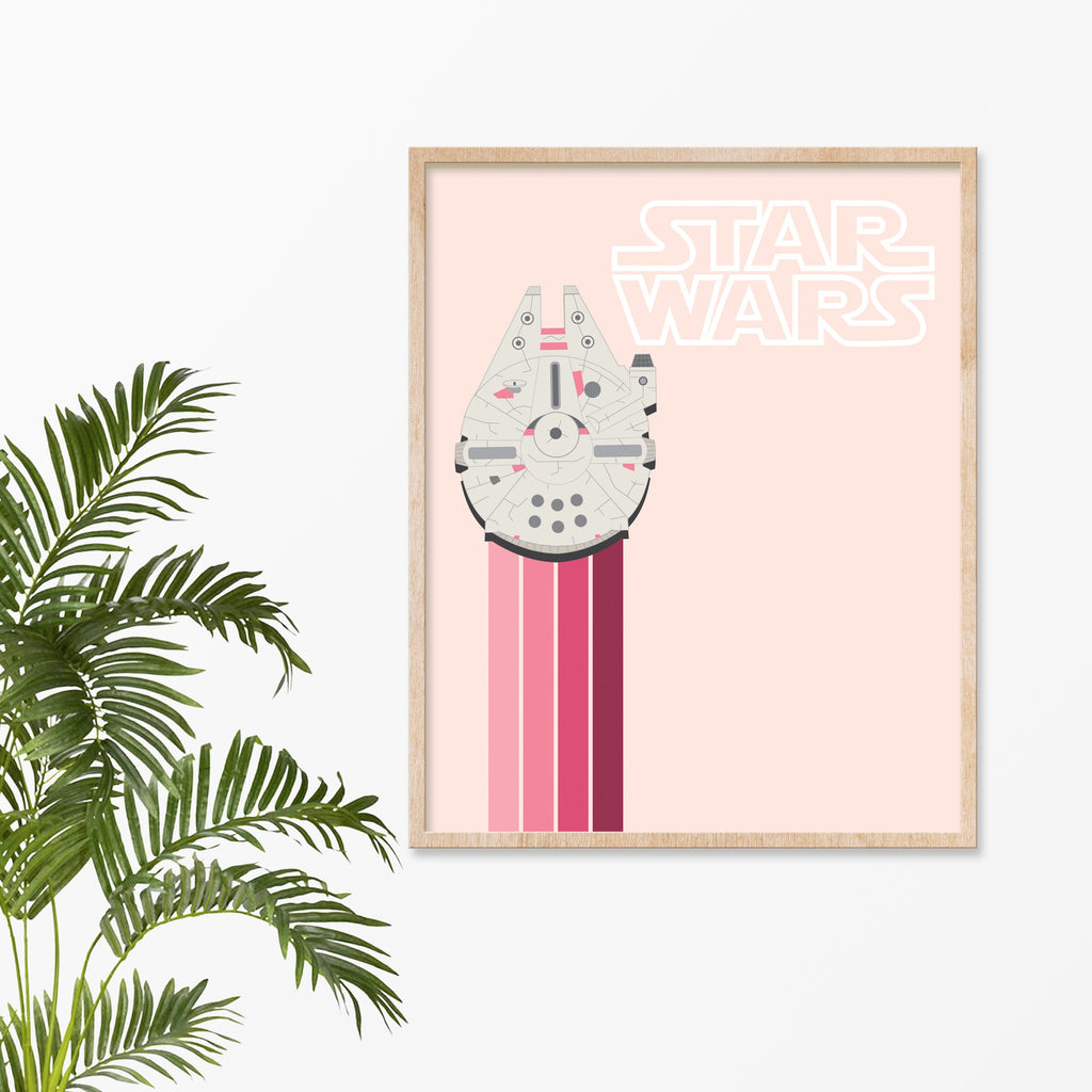 Pink Star Wars Millennium Falcon, Digital Print