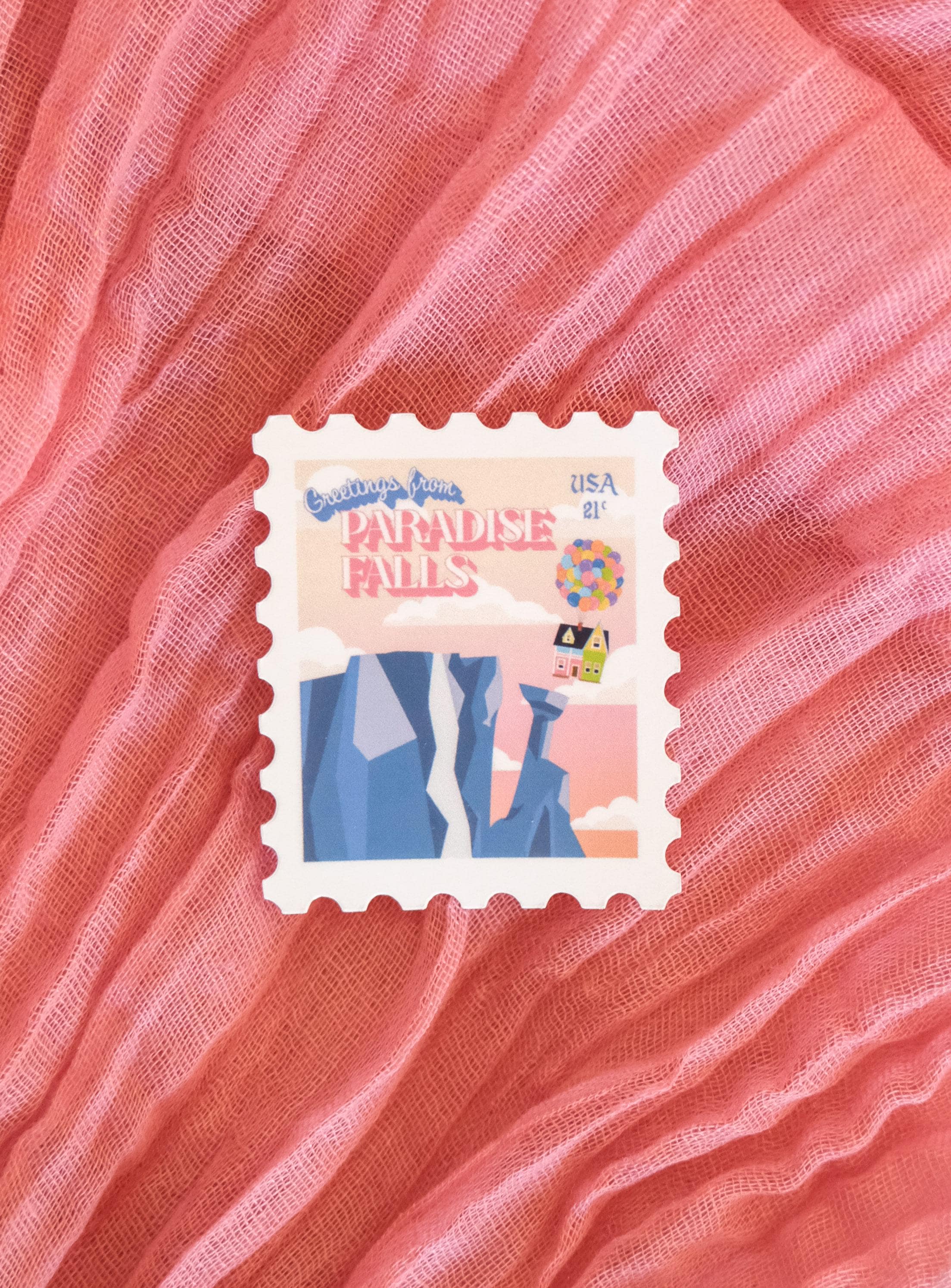 Greeting From Paradise Falls Stamp Sticker