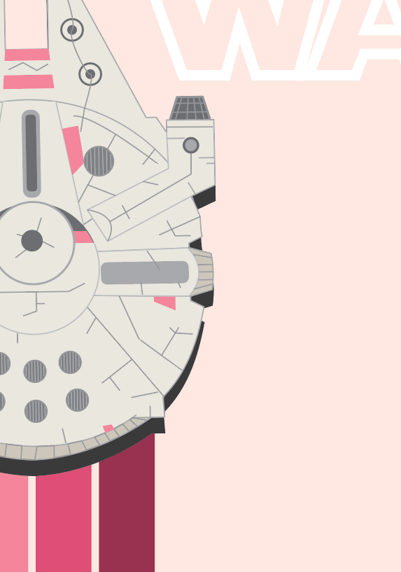 Pink Star Wars Millennium Falcon, Digital Print