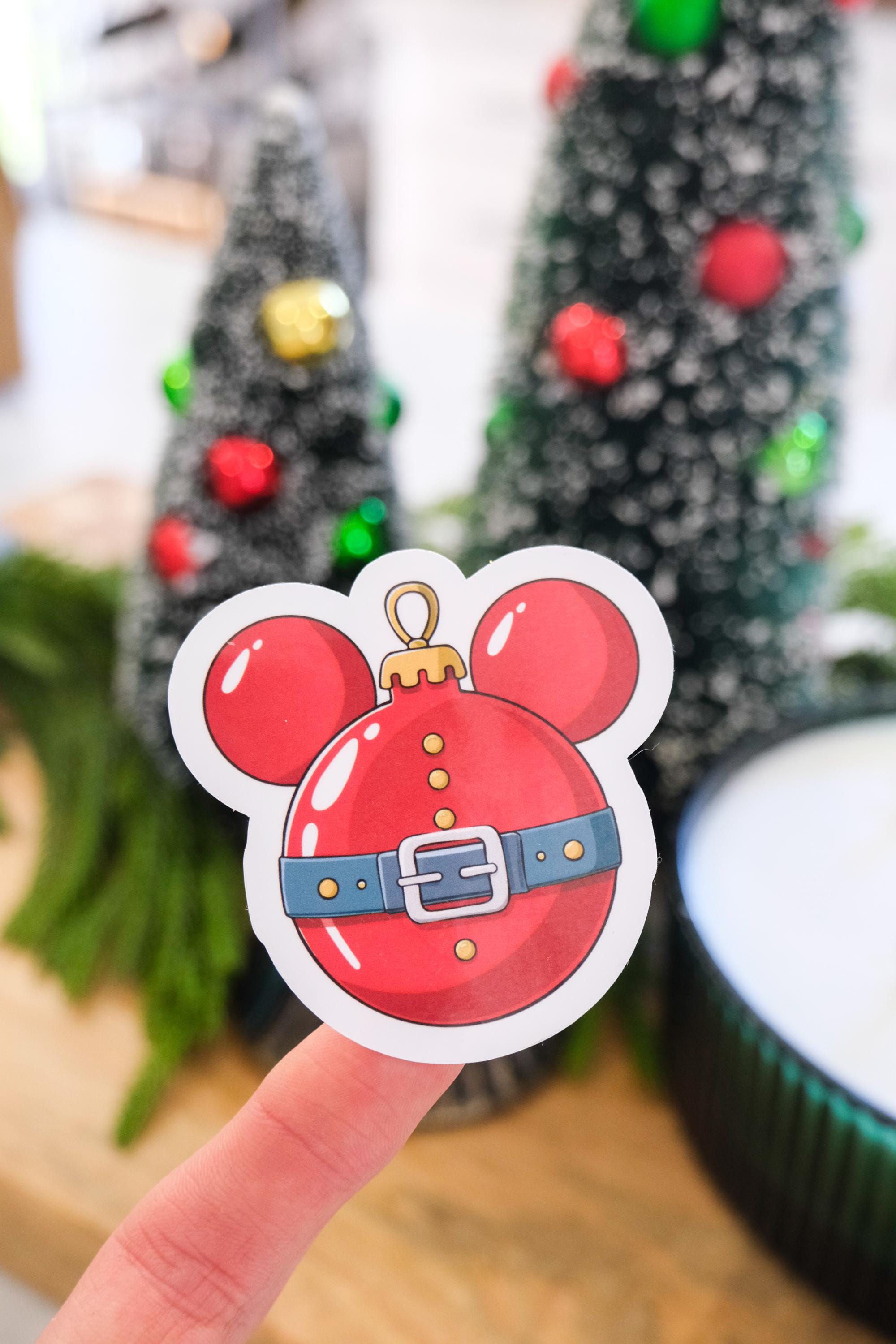 Santa Mickey Ornament Sticker
