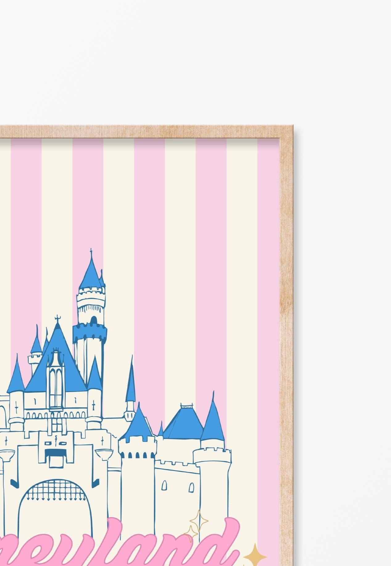 Dreamy Pink Sleeping Beauty Castle, Digital Print